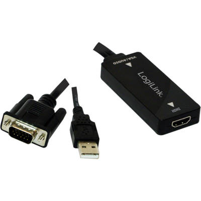 Adaptor Logilink 1x VGA Male + 1x USB Male - 1x HDMI Female