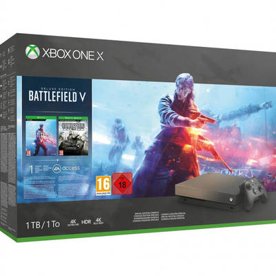 Consola jocuri Microsoft Xbox One X 1TB Battlefield V Gold Rush Special Edition