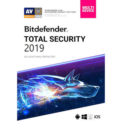 Software Securitate Bitdefender Total Security Multi-Device 2019, 10 Dispozitive, 1 An, Licenta noua, Retail