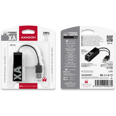 Adaptor AXAGON 1x USB 2.0 Male - 1x RJ-45 Female