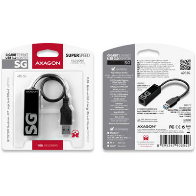 Adaptor AXAGON 1x USB 3.0 Male - 1x RJ-45 Female