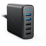 Anker PowerPort+ 5, 5x USB, 63W, Black, tehnologia Quick Charge 3.0, PowerIQ si VoltageBoost