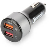 Ednet Auto, 2x USB, Black, tehnologia Quick Charge 3.0