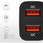 AXAGON PWC-DQC, 2x USB, Black, tehnologia Quick Charge 3.0