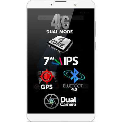 Tableta Allview Viva H701, 7 inch MultiTouch, Cortex-A53 1GHz Quad Core, 1GB RAM, 8GB flash, Wi-Fi, Bluetooth, GPS, 4G, Android 5.1, White