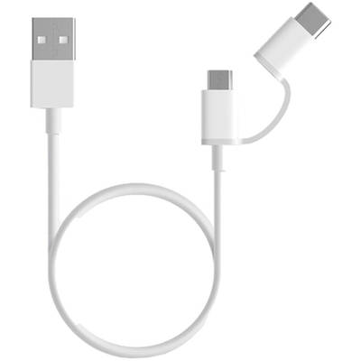 Xiaomi 2 in1, USB Male la microUSB Male, USB-C Male, 1 m, White