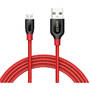 Anker PowerLine+ USB Male la microUSB Male, 1.8 m, Red