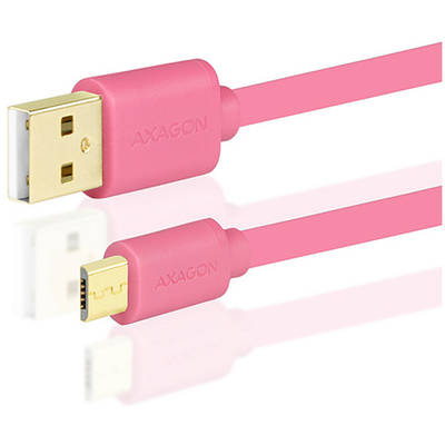 AXAGON USB Male la microUSB Male, 0.2 m, Pink