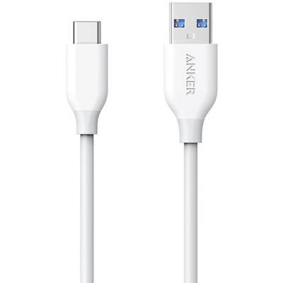 Anker PowerLine Premium, USB Male la USB-C, 0.9 m, White