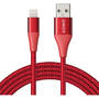 Anker PowerLine+ II, USB Male la Lightning Male, 0.9 m, Red + husa cadou