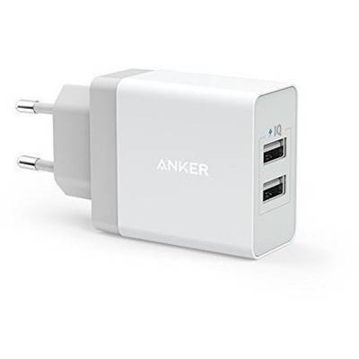 Incarcator de retea Anker PowerPort 24W 2 porturi USB PowerIQ Alb + cablu microUSB 1m
