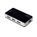 Hub USB Assmann Hub 4-port USB 2.0 HighSpeed, Power Supply, black-silver