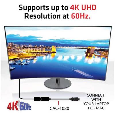 CLUB3D Adaptor Activ DisplayPort  1.4 la HDMI 2.0b HDR  [CAC-1080]