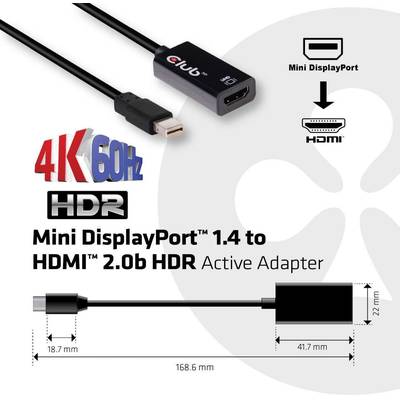 CLUB3D Adaptor Mini DisplayPort 1.4 la HDMI 2.0b HDR