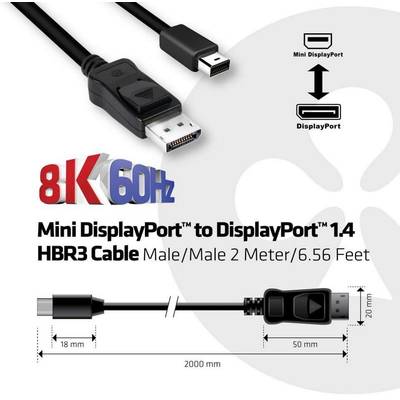 CLUB3D Cablu DisplayPort  la MiniDisplayPort 1.4 HBR3 Male/Male 2M