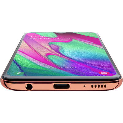 Smartphone Samsung Galaxy A40 (2019), Full HD+ Infinity-U display, Octa Core, 64GB, 4GB RAM, Dual SIM, 4G, 3-Camere: 25 mpx + 16 mpx + 5 mpx, Fast Charge, Orange-Coral