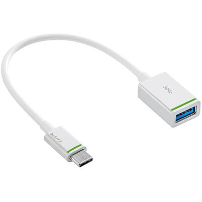 Adaptor Cablu adaptor Leitz Complete tip USB-C la tip USB-A, cu iesire pana la 3.1A, 15 cm, alb