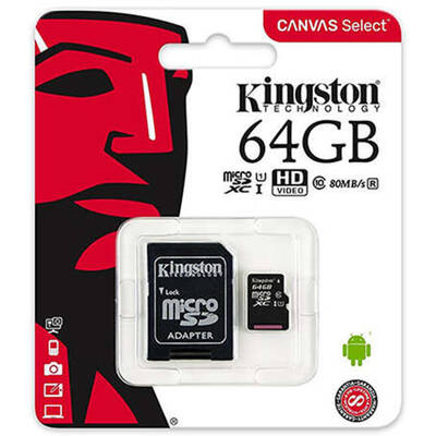 Card de Memorie Card memorie Kingston, micro SDXC UHS-I  U3 + adaptor SD 64GB