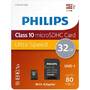 Card memorie Micro SDHC, cu adaptor SD, clasa 10, PHILIPS - 32GB