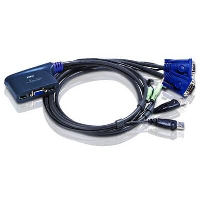 Switch KVM ATEN CS62US 2-Port USB KVM Switch, Speaker Support, 0.9m cables