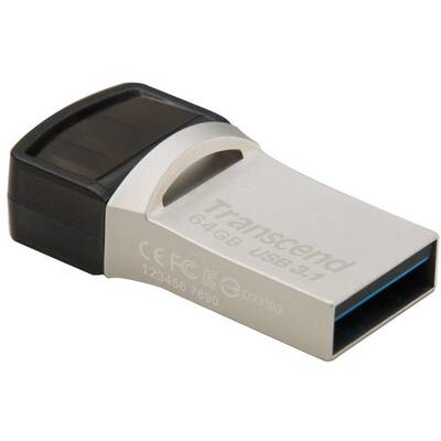 Memorie USB Transcend JetFlash 890 64GB USB 3.0 + Type-C Silver