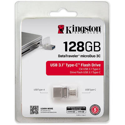 Memorie USB Kingston DataTraveler microDuo 3C 128GB USB 3.0 + USB Tip C