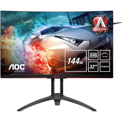 Monitor AOC LED Gaming AG322QC4 Curbat 31.5 inch 2K 4 ms Black FreeSync2 144Hz