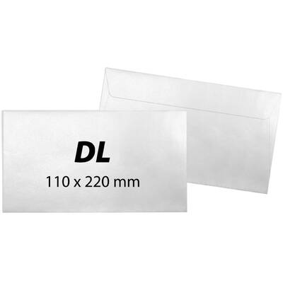 Plic DL, 110 x 220 mm, alb, banda silicon, 80 g/mp, 1000 bucati/cutie