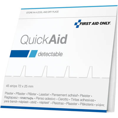 First Aid Only Rezerva Quick Aid, 45 de plasturi detectabili, rezistenti la apa