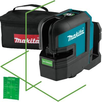 Makita SK105GDZ - Nivela laser cu linii, 35 m, +/-0.3 mm/m, 2 linii laser, fascicul verde, geanta textila