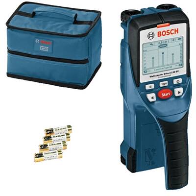 BOSCH D-tect 150 SV - Detector de metale cu 4 baterii alcaline, 150 mm, +/-5 mm/m, geanta textila