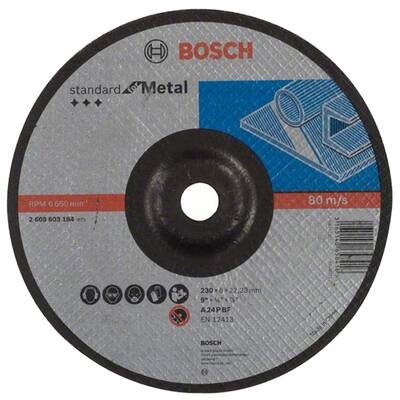 BOSCH Standard for Metal - Disc polizare metal, 230x22.2x6  mm, Se livreaza multiplu de 10, Pret/Bucata