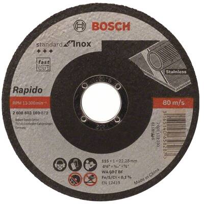BOSCH Standard for Inox - Rapido - Disc taiere inox, 115x22.2x1 mm