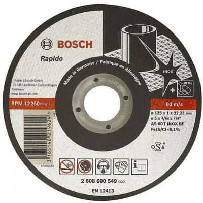 BOSCH Best for Inox - Rapido - Disc taiere metal, 115x22.2x1 mm, Se livreaza multiplu de 25, Pret/Bucata
