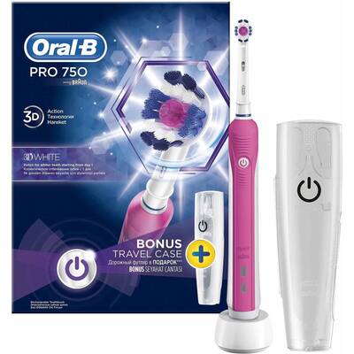 ORAL-B Periuta electrica Oral B PRO 750 3D White Pink Edition + travel case