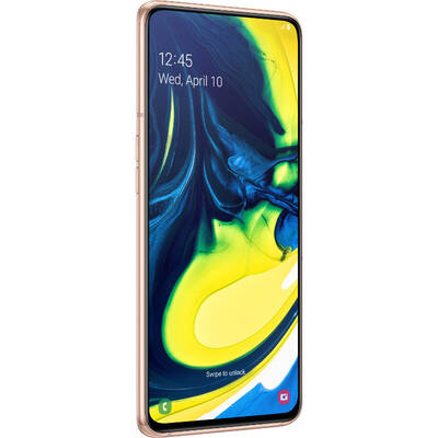 Smartphone Samsung Galaxy A80 (2019), Infinity Display, Octa Core, 128GB, 8GB RAM, Dual SIM, 4G, camera tripla rotativa, Angel Gold