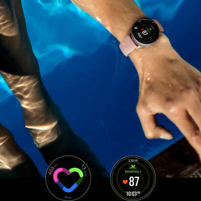 Smartwatch Samsung Galaxy Watch Active 2019, auriu, curea silicon, WiFi, Bluetooth, GPS si NFC, rezistent la apa si adancime, perfect pentru inot si fitness
