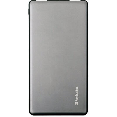 VERBATIM 20000 mAh, 2x USB, 1x USB-C, 3A, Metal Grey, tehnologia Qualcomm Quick Charge 3.0