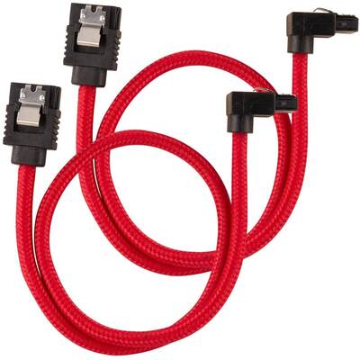 Modding PC Corsair Premium Sleeved SATA 6Gbps 30cm 90° Connector Cable — Red