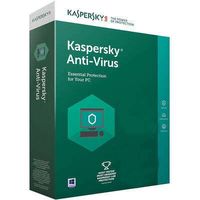 Software Securitate Kaspersky Antivirus 2019, 1 Dispozitiv, 1 An, Licenta noua, Retail