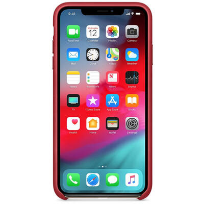 Apple Protectie pentru spate, material piele, pentru iPhone Xs, culoare Red