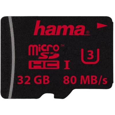 Card de Memorie HAMA microSDHC 32GB, UHS Speed ​​Clasa 3 UHS-I, 80MB/s