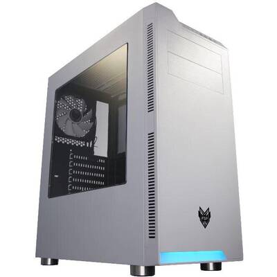 Carcasa PC Fortron CMT240 White, fara sursa, Middle Tower, ATX, neagra, lateral transparent