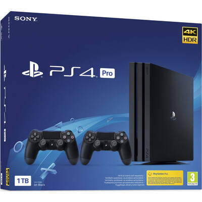 Consola jocuri Sony PlayStation 4 Pro 1TB Black + Extra DualShock 4 V2 controller