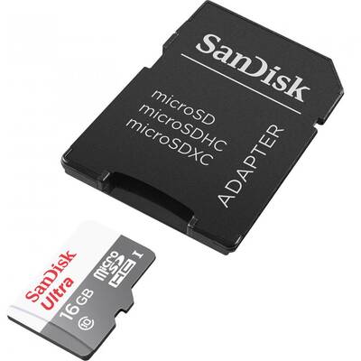 Card de Memorie SanDisk Ultra microSDHC 16GB UHS-I Clasa 10 80 MB/s + Adaptor SD