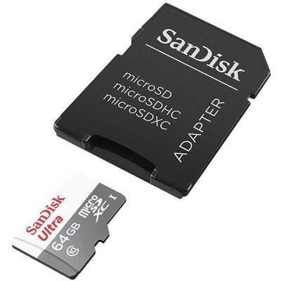 Card de Memorie SanDisk microSDXC Ultra 64GB UHS-I U10 Class 10 80 MB/s + Adaptor SD