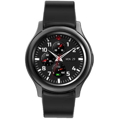 Smartwatch Mykronoz ZeRound 3, negru, curea silicon negru, rezistent la apa, Optical HR, apeluri
