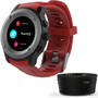 Smartwatch Maxcom FW17 Power Aluminiu negru-gri, curea silicon rosu inchis