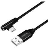 Logilink USB Male la USB-C Male, unghi 90°, 0.3 m, Black