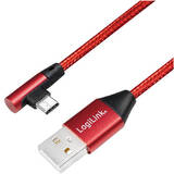 Logilink USB Male la USB-C Male, unghi 90°, 1 m, Red